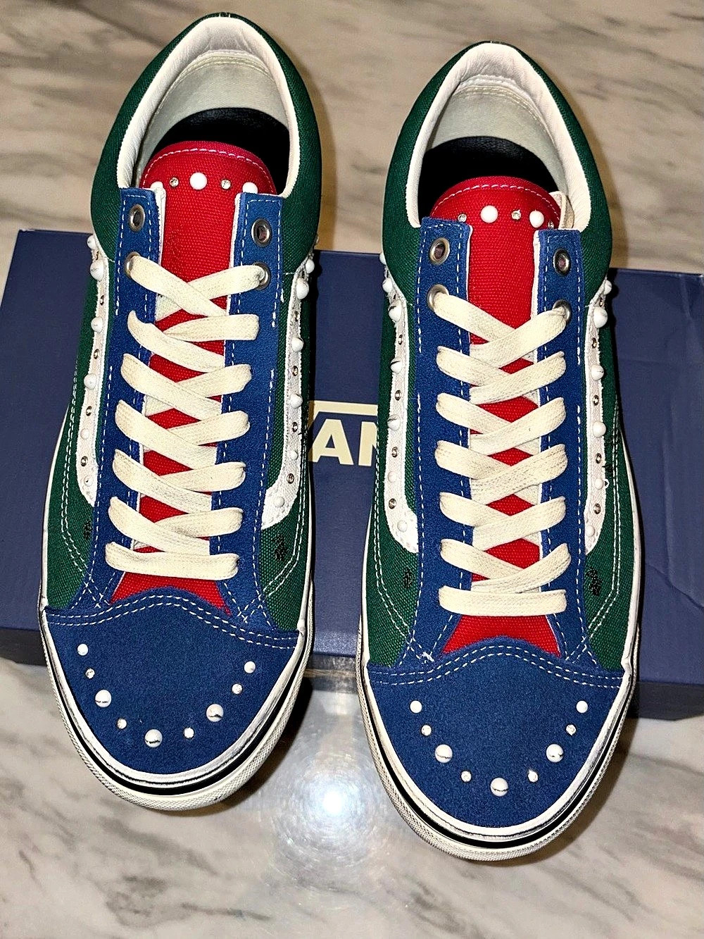 Vans Vault LX Old Skool 36 Pearlized Green Multi Pearl Studded Sneakers Mens 11